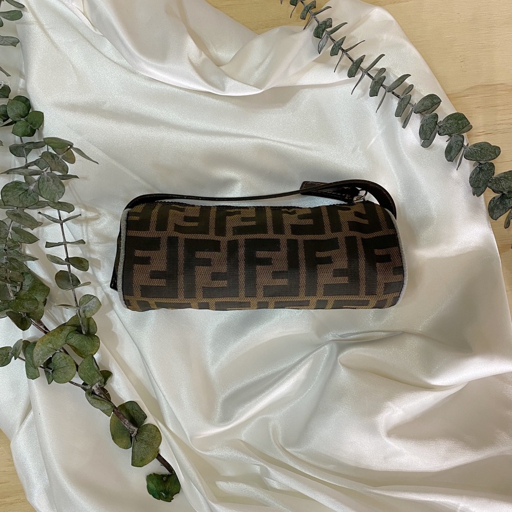 Fendi Brown and Black Mini Logo Cylinder Bag